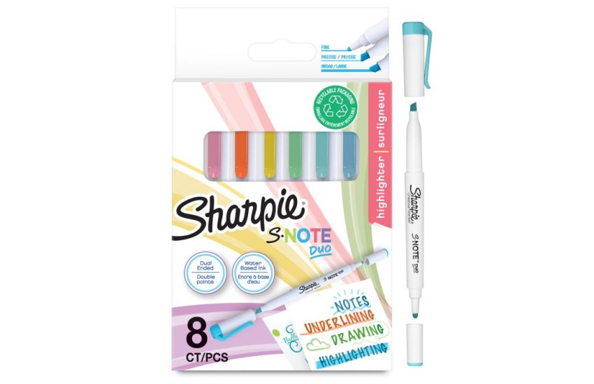 SHARPIE S-NOTE DUO TWIN TIP BLISTER 8TMX