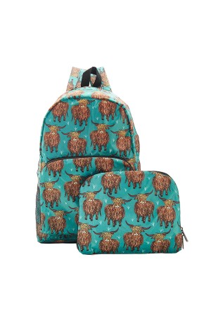 TEAL HIGHLAND COW BACKPACK