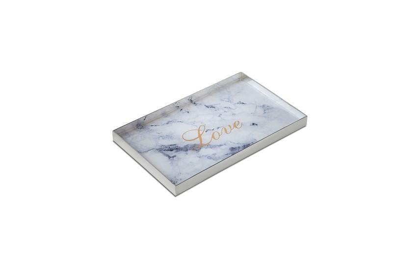 LOVE SILVER MARBLE TRAY (ΕΠΑΡΓΥΡΟ) 20 x 30 cm